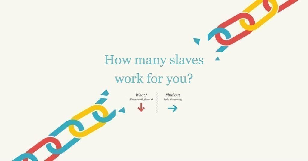 Moderne Sklaverei betrifft uns alle. Wie viele Sklaven arbeiten für Sie? Finden Sie es heraus: http://slaveryfootprint.org/