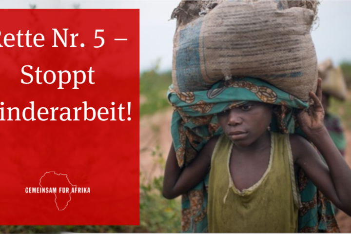 Straßenaktion 2021: Rette Nr 5 - Stoppt Kinderarbeit